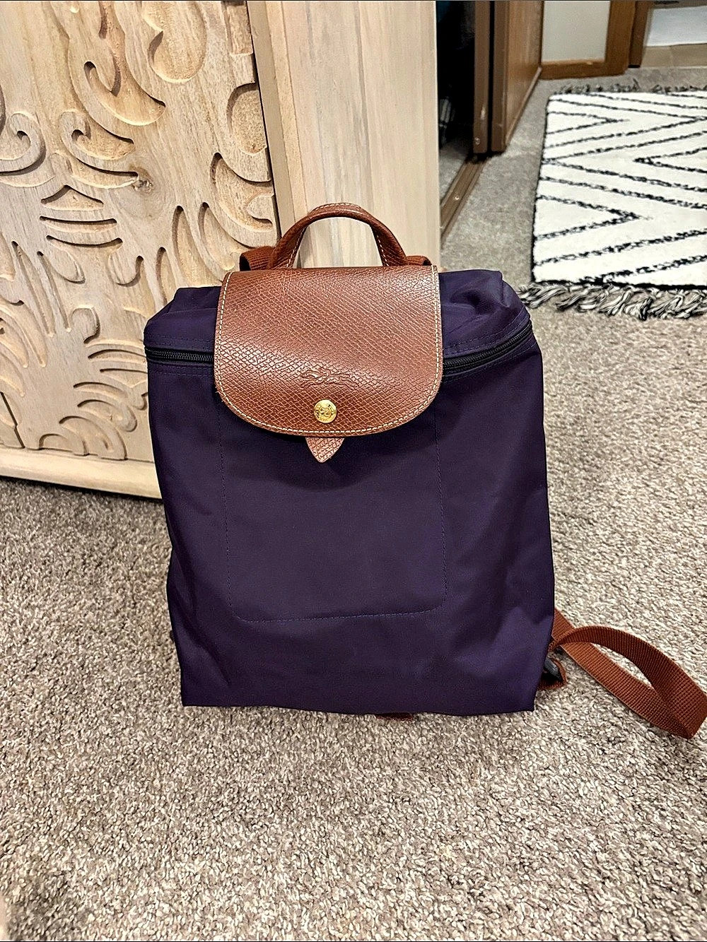 Longchamp Backpack in Purple & Brown